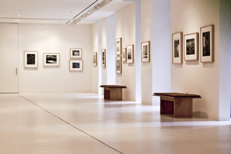 Empty art gallery with benches