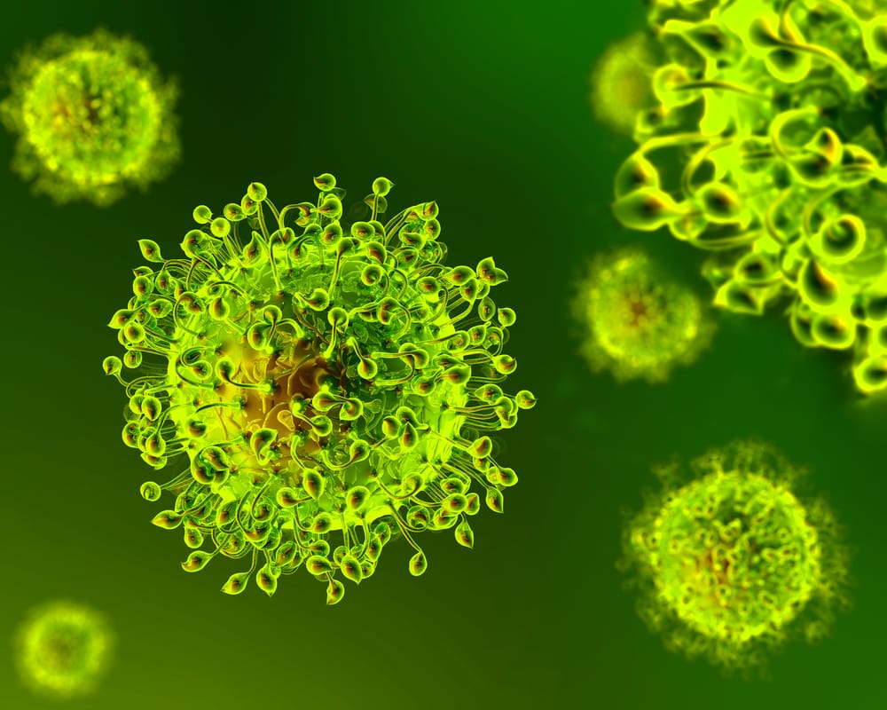 Green graphic of coronavirus mutation