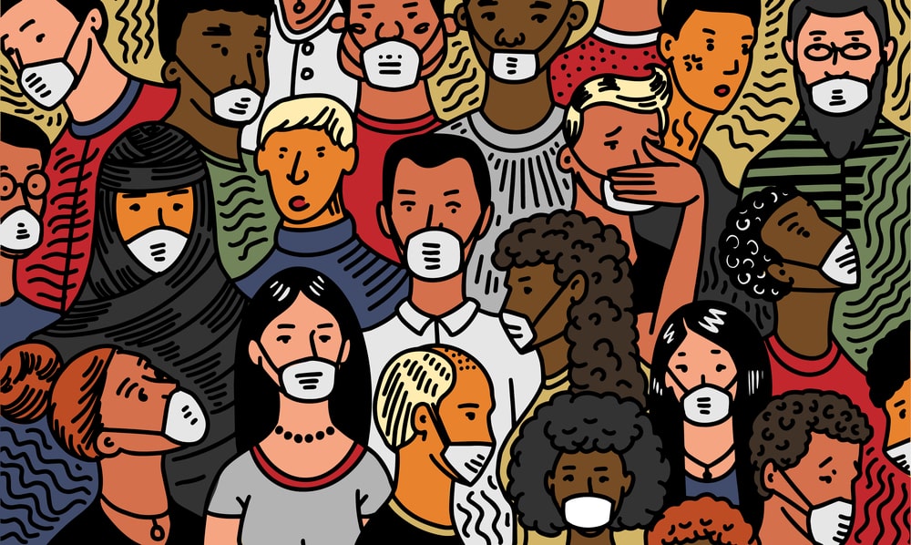 Illustration-of-crowd-of-people-most-wearing-masks