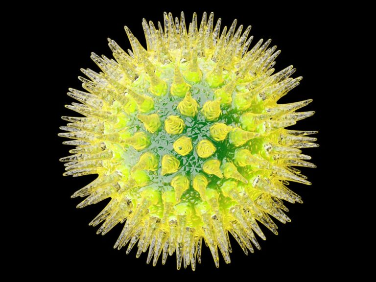 yellow virus on black background