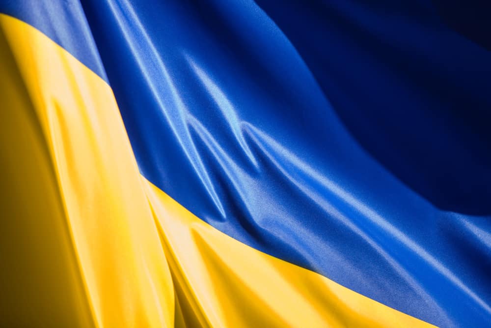 Close-up of Ukrainian Flag
