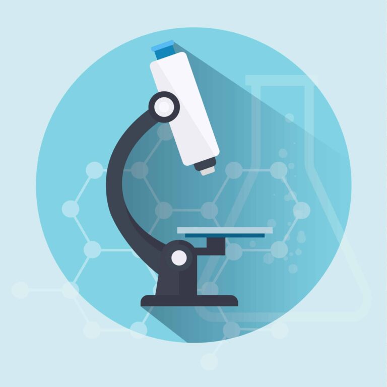 graphic image of microscope on blue background