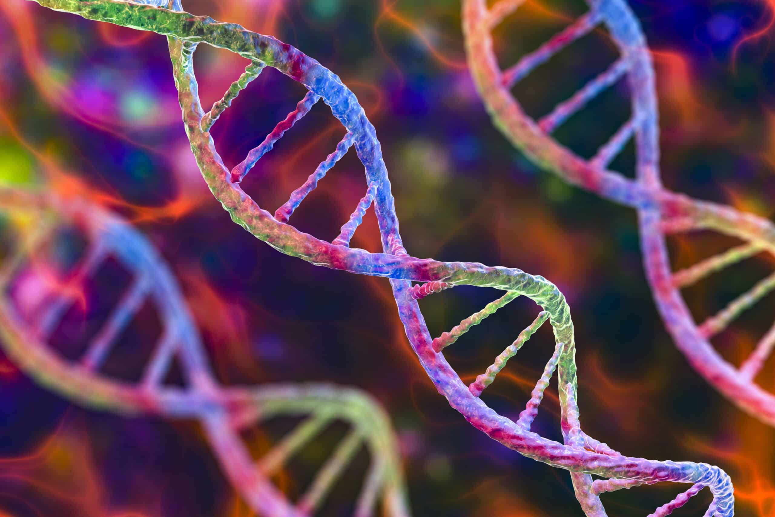 Colorful illustration of DNA double helix