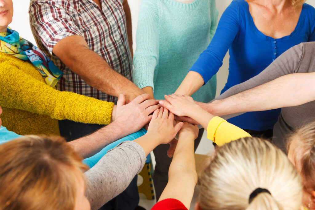 Human hands showing unity