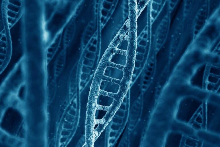Graphic-illustration-of-blue-DNA-strand