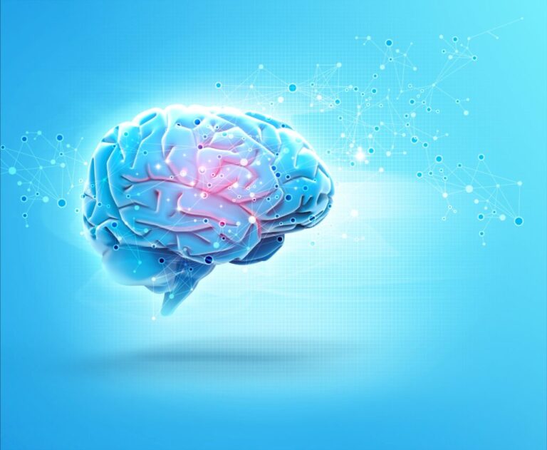Graphic-illustration-of-human-brain-blue-background