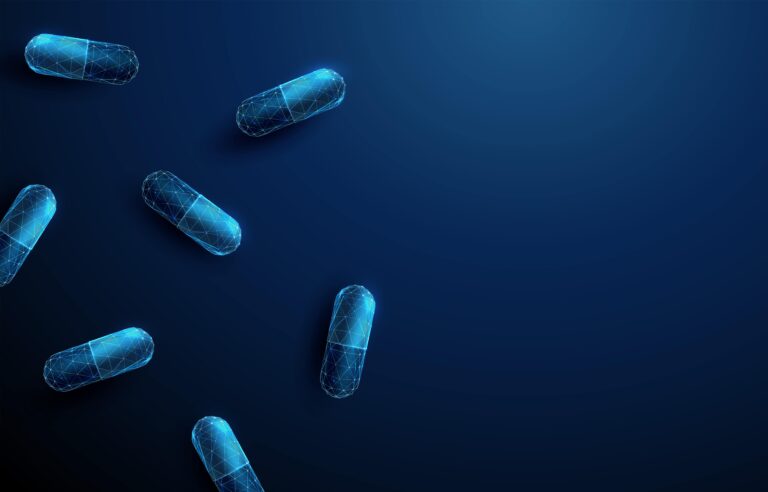 Digital illustration of drug capsules