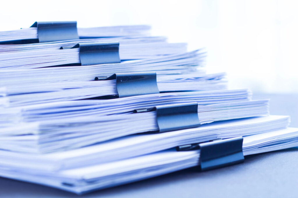 Stacks documents files with black clip
