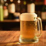 Pint of beer on bar