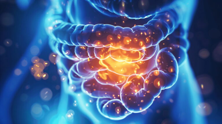 digital illustration of gut microbiome